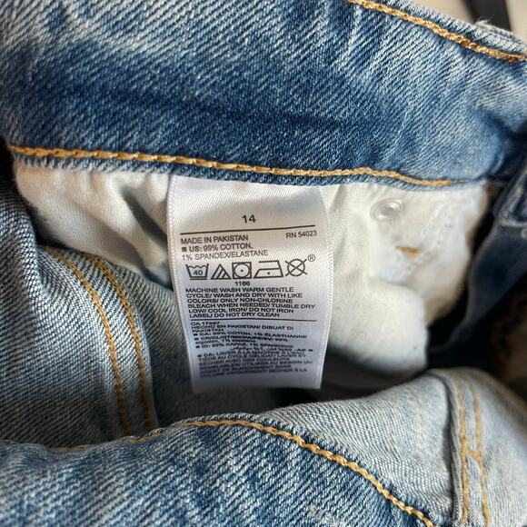 Old Navy High Rise O.G. Straight Jeans Women’s Raw Hem Medium Wash - Size 14 - Picture 5 of 6